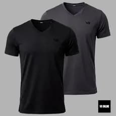VB ONLINE Kit 2 Camisetas Masculinas Gola V Suplex Poliamida Academia Com Secagem Rápida Do M ao G1