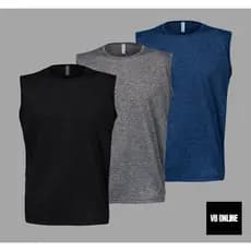 VB ONLINE Kit 3 Camisetas Regata Machão Masculina Dry Fit Anti-Odor Fitness P ao GG