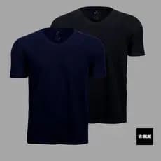VB ONLINE Kit 2 Camisetas Gola V Algodão Egípcio Premium Anti-Alérgico Malha Nobre Masculina P ao G2