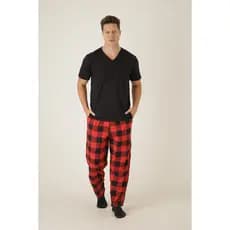 VB ONLINE Pijama Masculino Xadrez Inverno Verão Manga curta e calça Do M ao G1