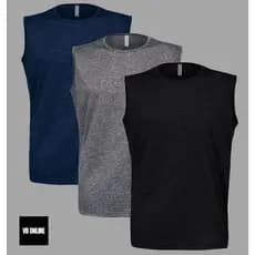 VB ONLINE Kit 3 Regata Machão Dry Fit Anti-Suor Plus Size Academia Masculina Fitness G1 ao G4