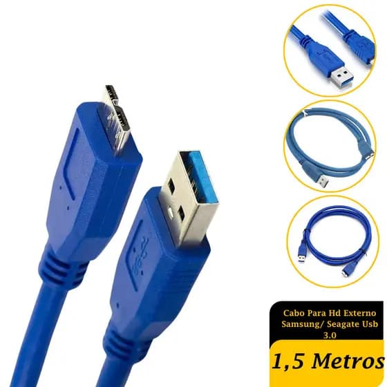 Cabo Para Hd Externo Samsung/ Seagate Usb 3.0 1,5 Metros