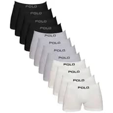 Kit 12 Cuecas Boxer Cotton Sem Costura Polo 781 - Sortida