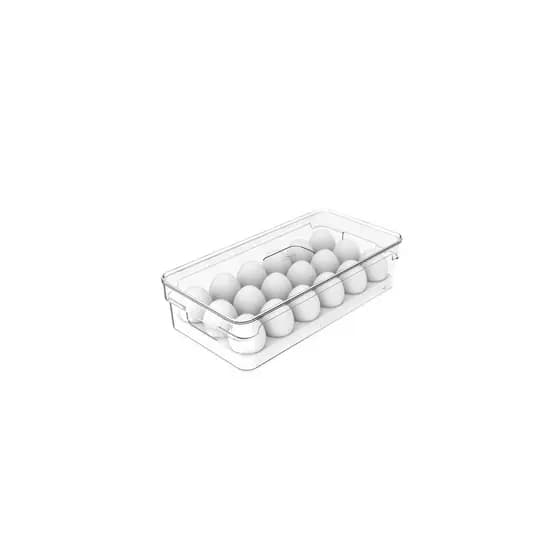 Organizador de Ovos Com Tampa Clear Fresh 18 Unidades | OU Martiplast | Organizador Geladeira Cozinha Bandeja Acrílico