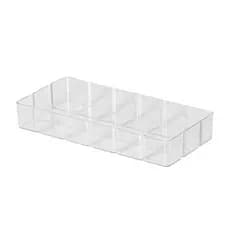 Bandeja em Acrílico c/ detalhe Bisotê 29,5x14x4,5cm  | Paramount | Retangular Transparente Cristal Café Organizador Bar Decoração