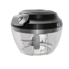 Mini Processador de Alimentos Manual c/ 3 Lâminas Premium Preto e Cinza 13,5x9,5cm - Lyor