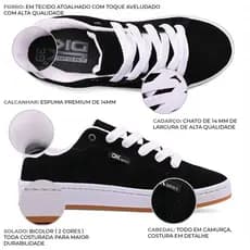 Tênis DK ORIGINAL Modelo Feminino Masculino muito Confortavel Casual Skate Academia Caminhada Estiloso Barato