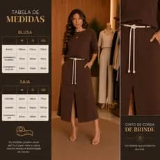 Conjunto Feminino Evangélico  Executiva Saia Midi com Fenda Frontal e Blusa Básica