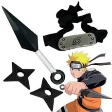 Fantasia Naruto com Bandana Kunai e Shuriken Cosplay Festas