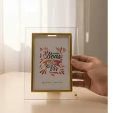 Kit 3 Porta retrato vidro 10x15cm Dourado Prata