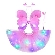 Fantasia Completa Infantil Borboleta Rosa 3 a 7 anos LED