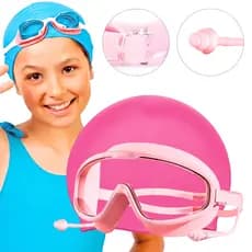 Óculos Natação Infantil Menino Menina Anti-embaçante Touca Silicone
