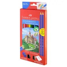Lápis de Cor EcoLápis 12 Cores + 2 Lápis Grafite + Apontador + Borracha Faber Castell