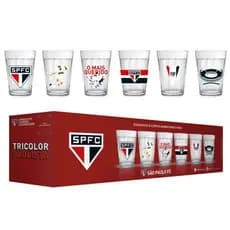Kit Jogo Conjunto 6 Copos de Vidro Americano São Paulo Licenciado 190ml
