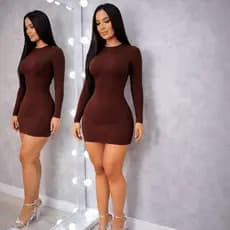 Vestido Curto Manga Longa Inverno Vestido Frio Casual Feminino Moda Malha Elegante