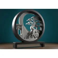 Escultura Oriental Japonesa Zen – Arte Japão com Torii e Sakura para decoração