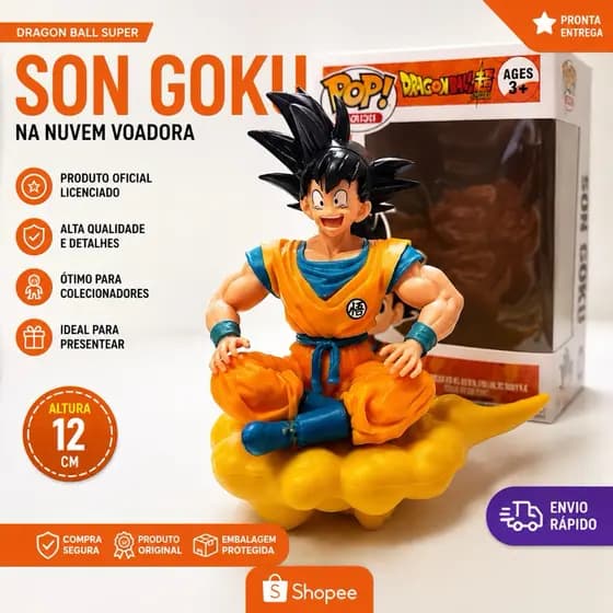 🔥 Son Goku na Nuvem Voadora ✨ Boneco Colecionável Dragon Ball Super