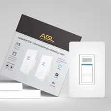 Interruptor inteligente com sensor de presença comando de voz e wifi 2 teclas AGL