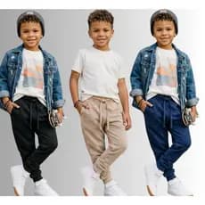 Kit 3 Calças Moletinho Infantil Kids Criança Menina & Menino Estilo Jogger Meia Estação