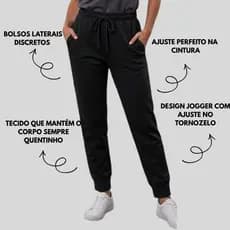 Calça Moda Feminina Moletinho Grossa Algodão Com Bolso Estilo Jogger conforto