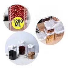 Kit 3 potes herméticos 1200ml acrílico para alimentos e organização da cozinha