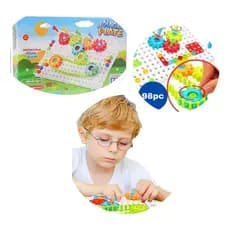 Kit ferramenta infantil 98 peças com quebra-cabeça engrenagens para coordenação motora criatividade
