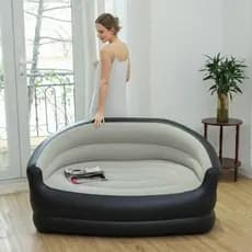 Mini Sofá Inflável 2 Lugares PVC Flocado Portátil Conforto Rápido com bomba grátis fácil de inflar