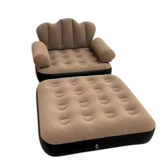 Poltrona e Sofá Cama Inflável 2 em 1 Conforto viagem casa lazer aveludado  bomba inclusa facil de en