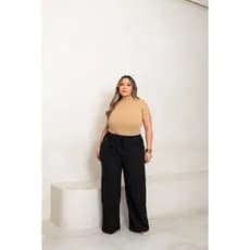 Calça Pantalona Wide Leg de Linho  Plus Size