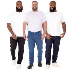 KIT 3 CALÇA PLUS SIZE MASC JEANS COM ELASTANO LYCRA PREMIUM