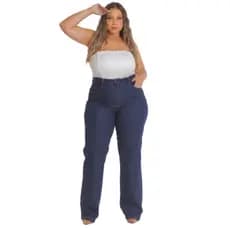 Calça Jeans Feminina Wide Leg Plus Size