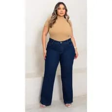 Calça Pantalona Wide Leg Jeans Plus SIze