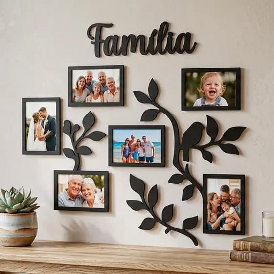 Quadro de Fotos Porta Retrato Família Decoração Sala