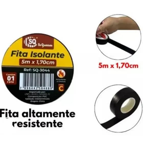 FITA ISOLANTE 5 METROS PACOTE COM 10UND