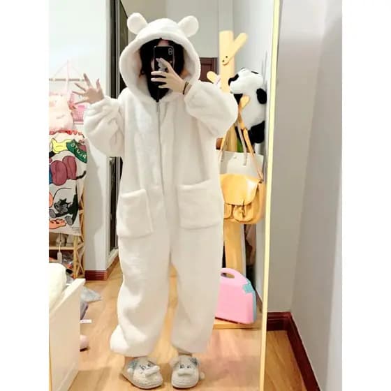 Macacão Pijama Longo Juvenil Inverno Soft Peluciado com Capuz e Zíper