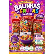 4 PCT Balinhas coloridas de frutas anos 80 pacote 450 gramas cada