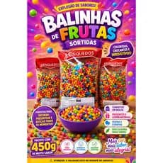 Balinhas coloridas de frutas anos 80 pacote 450 gramas