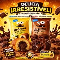 Mix 20 bolinhos 2 sabores, chocolate e baunilha com recheio de chocolate