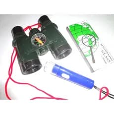 kit Detetive com binóculo ampliação, mini lupa 4cm e lanterna LED