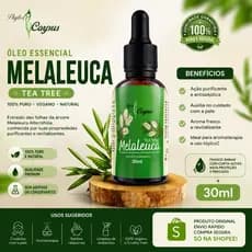 Óleo Essencial de Melaleuca Tea Tree 100% Puro 30ml Conta-Gotas Aromaterapia Envio Rápido