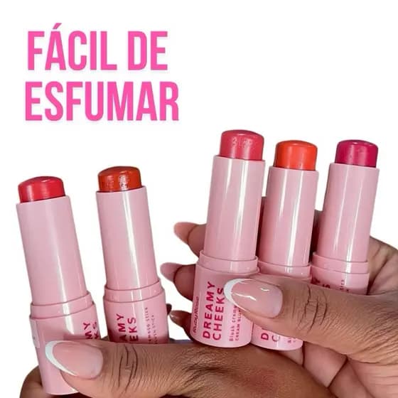 Ruby Rose Blush Cremoso em Bastão Dreamy Cheeks Stick 6,57g – Linha Rosa
