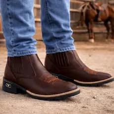 Bota Botina Texana Country RodeioMasculina  sintetico de alta qualidade Estilo e Bordado Exclusivo