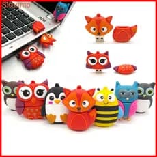 Pendrive 128GB Pinguim De Unidade Flash USB Clássico De Desenho Animado Bee Fox 128GB 64GB 32GB 16GB