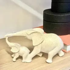 ELEFANTE DUBLO POLIRESINA BEGE 11,7X21,9CM FLORARTE