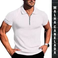 Camiseta Polo Premium Canelado com Ziper Camisa Slim Polo Manga Curta