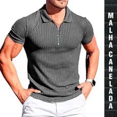 Camiseta Polo Gola Premium Canelado com Ziper Camisa Slim Polo Manga Curta