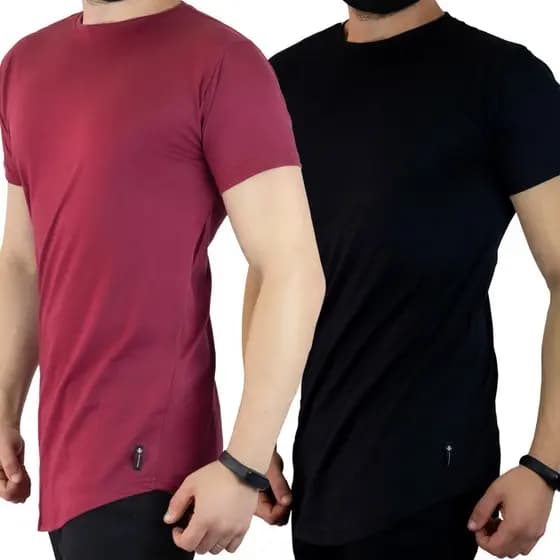 Kit 2 Camisetas Longline Barra Oval Algodão Alta Qualidade