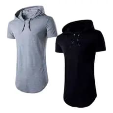 Kit 2 Camisas Longline Oversized Com Capuz Swag Básica C32