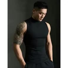 Camiseta Regata Gola Alta Slim Masculina