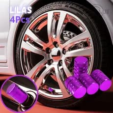 kit 4 Tampinha Tampas Válvula Pneu Bico Metal Alumínio Carro Biquinho, Moto, Roxa Bicicleta Lilás LS